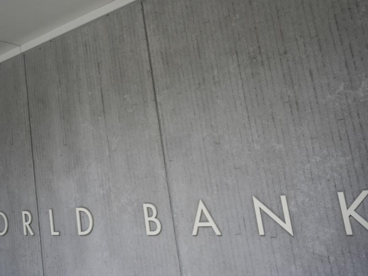 FILE - The World Bank logo is seen on the building of the Washington-based global development lender, in Washington, Jan. 17, 2019. Share  Print