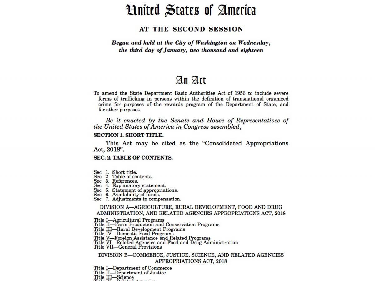 2018 H.R. 1625, "Consolidated Appropriations Act, 2018", page 1