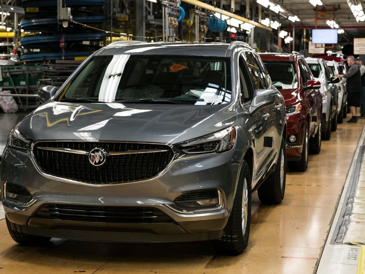 The assembly line at the General Motors plant in Lansing, Mich.