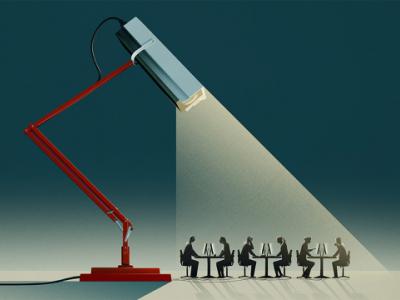 Illustration by Matt Murphy appearing in The Economist article "The workplace of the future"